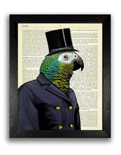 Hipster Parrot Dictionary Print