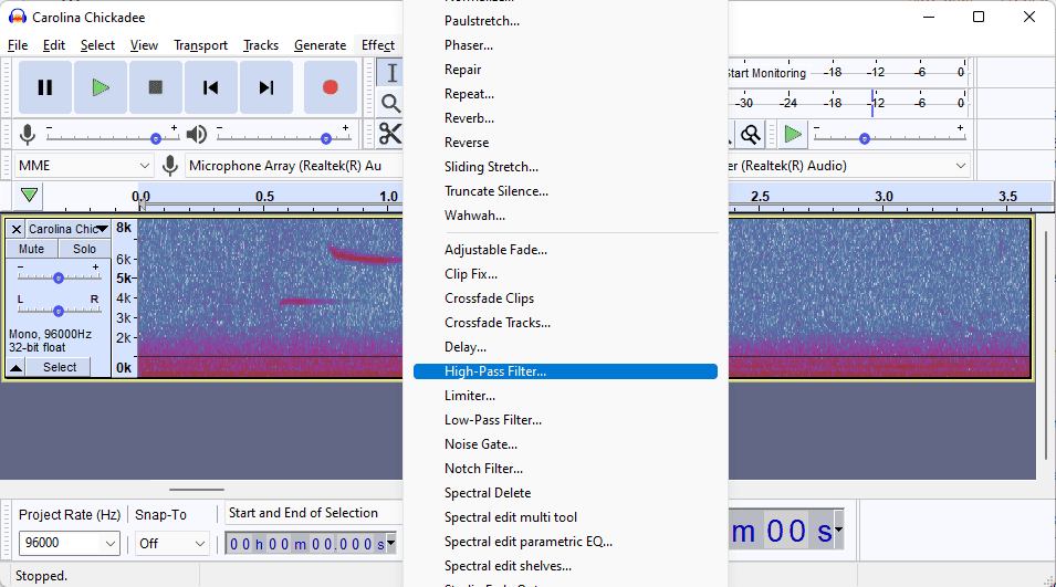How to edit bird song recordings