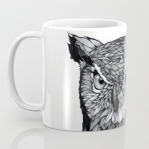 Black and White Owl Coffee Mug