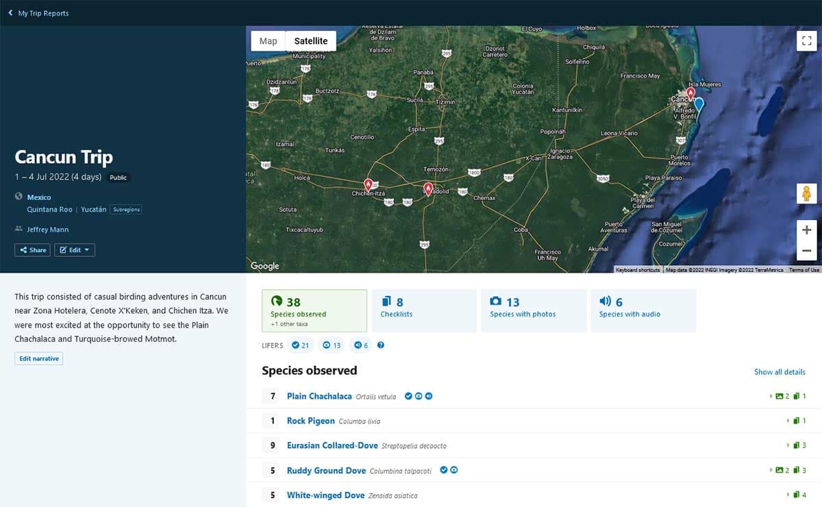 eBird Trip Reports - Summarize your birding adventures