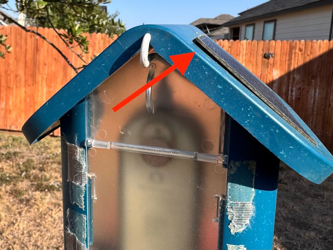 The solar roof is delaminating but still keeps the camera charged and is easily replaced.
