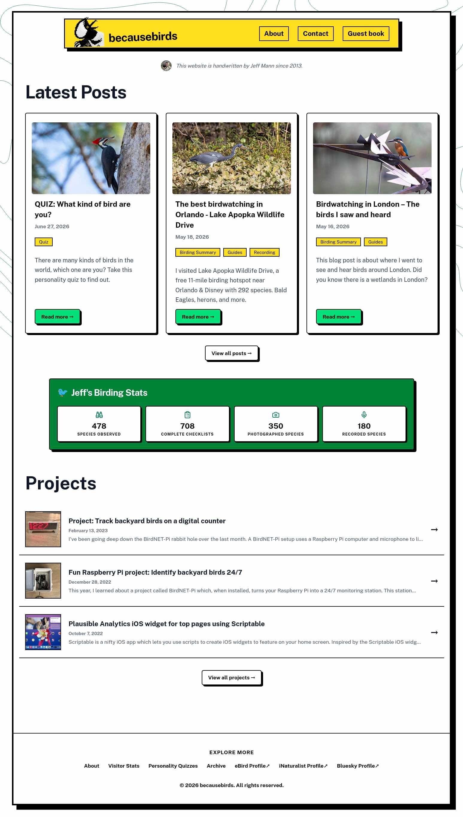 new becausebirds homepage