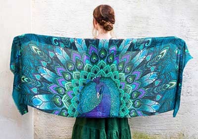 Peacock Bird Scarf Shawl