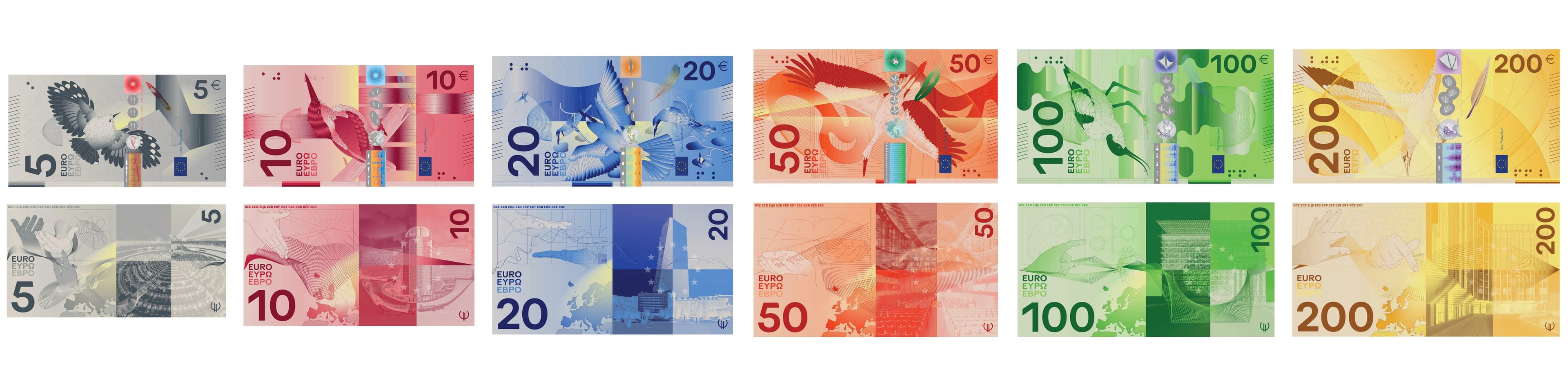 design a - new eu bank note proposed designs with birds