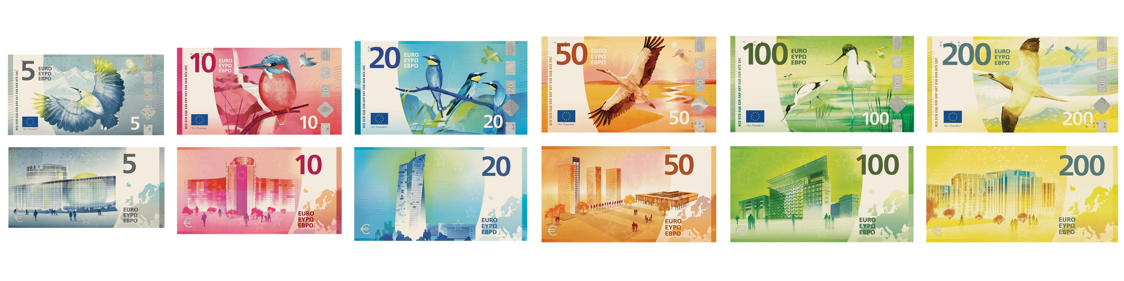 design H - new eu bank note proposed designs with birds