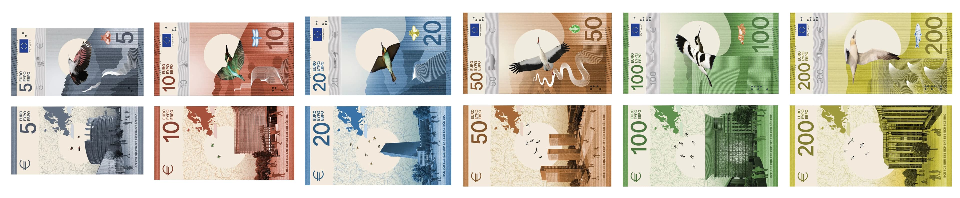 design I - new eu bank note proposed designs with birds