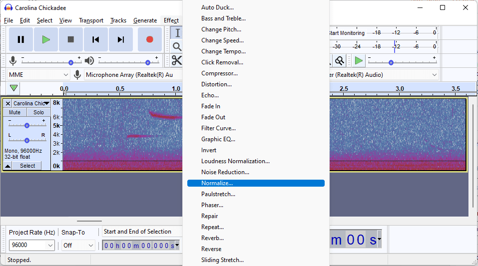 Select Effect > Normalize