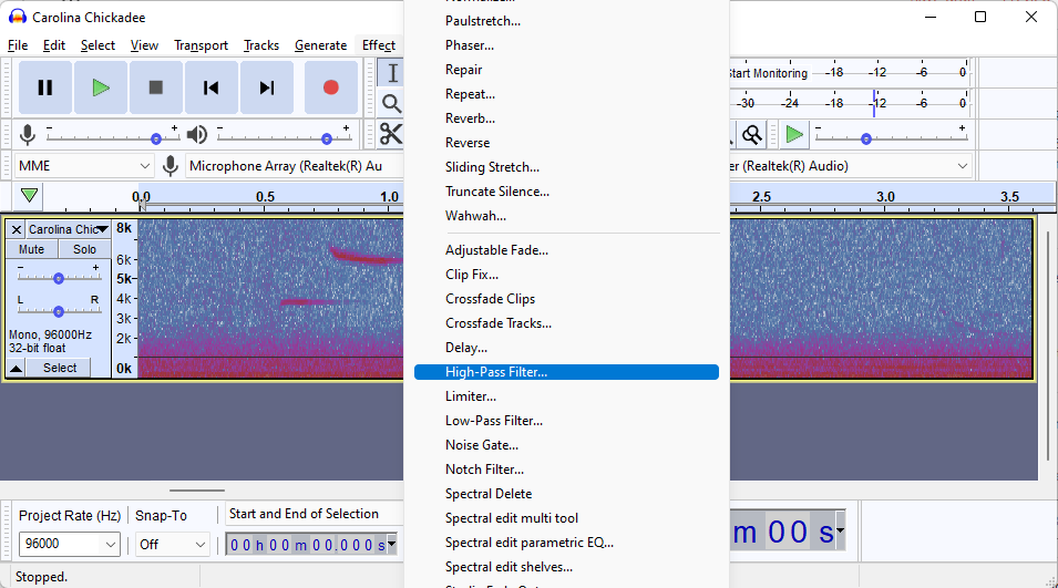 How to edit bird song recordings