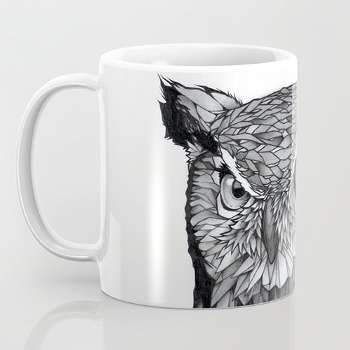 Black and White Owl Coffee Mug