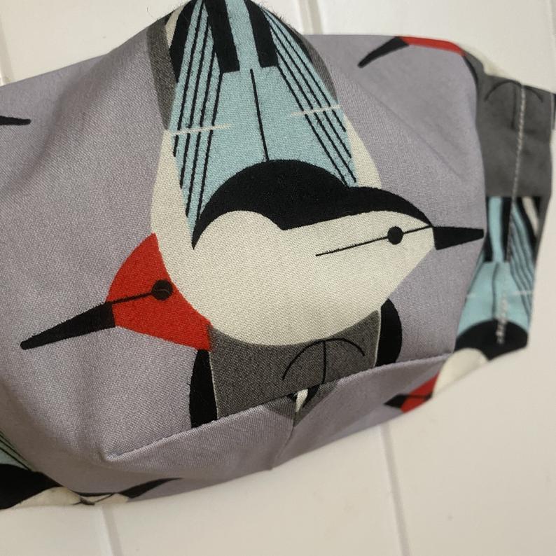 Bird Face Mask | White-breasted Nuthatch Red-headed Woodpecker