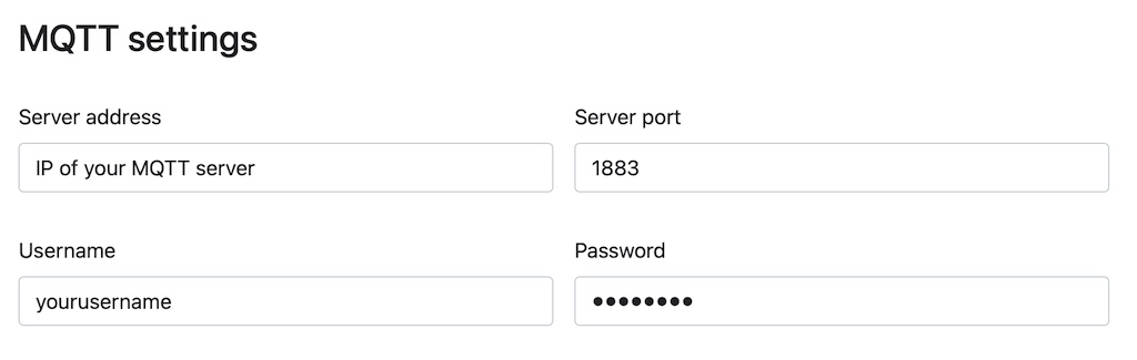 Enter your MQTT server info and save the settings.