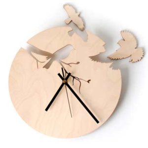 wood bird wall clock
