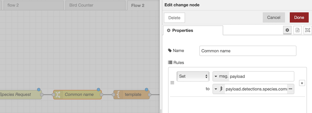 nodered extract species