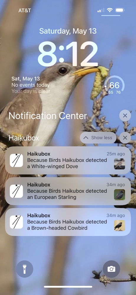 haikubox alerts on phone lock screen