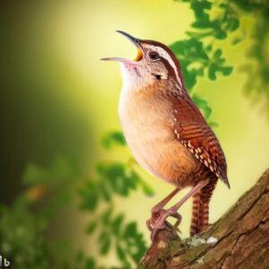 ai-generated Carolina wren singing in a tree