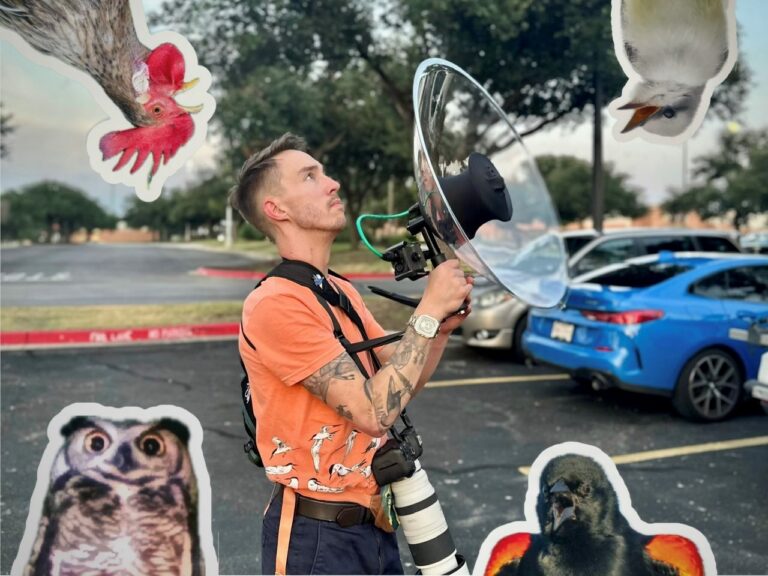 jeff with dish mic and bird stickers