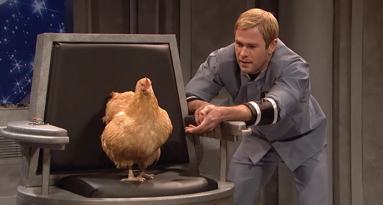 Chicken Captain and Chris Hemsworth on SNL Because Birds