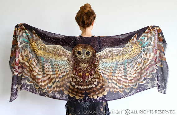 owl wings bird scarf