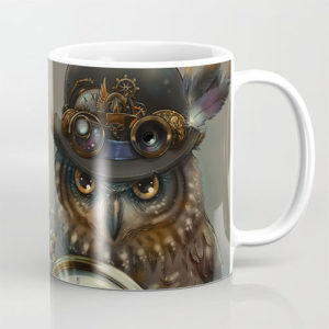 steampunk owl coffee mug