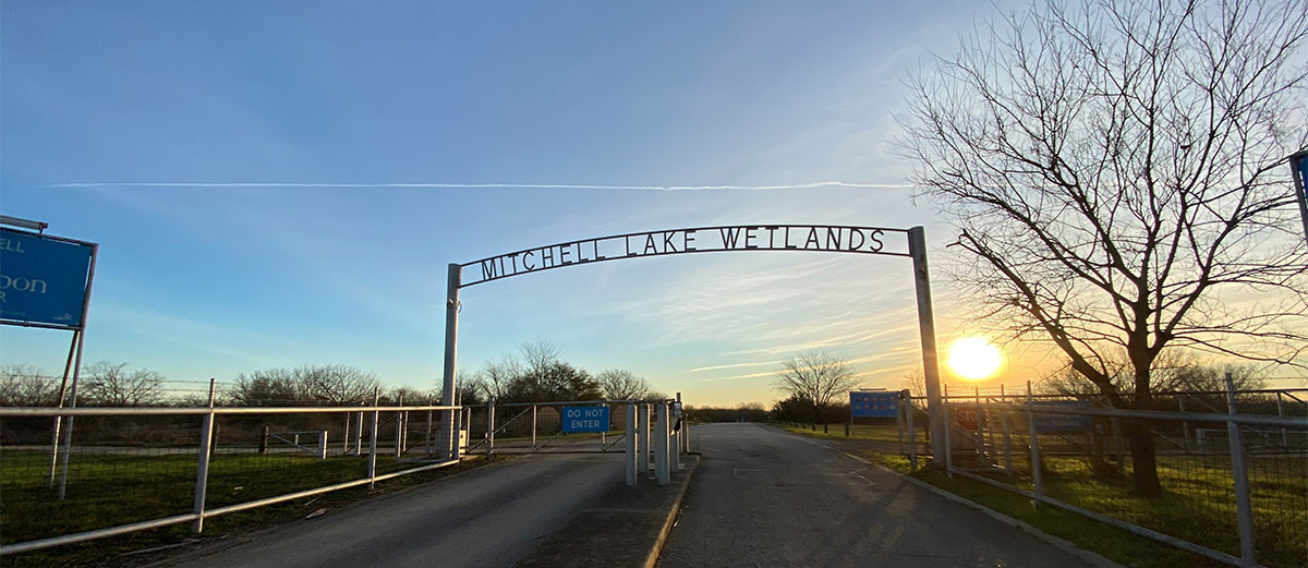 mitchell lake audubon center entrance gate