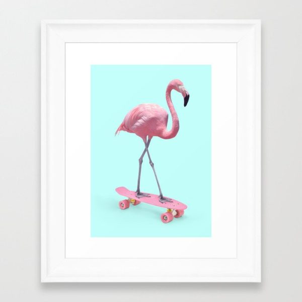 flamingo on skateboard