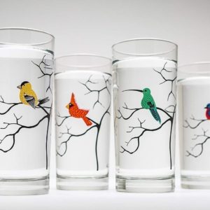 bird lover glassware gift set of 4 glasses