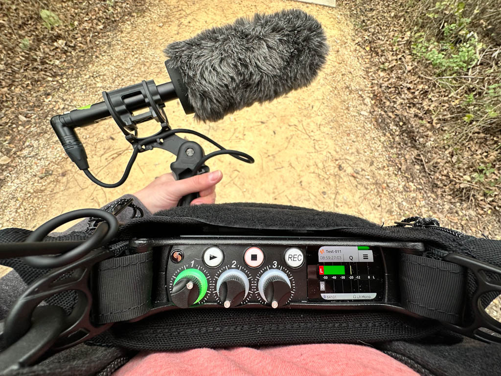 Sound Devices MixPre3 II with a shotgun microphone
