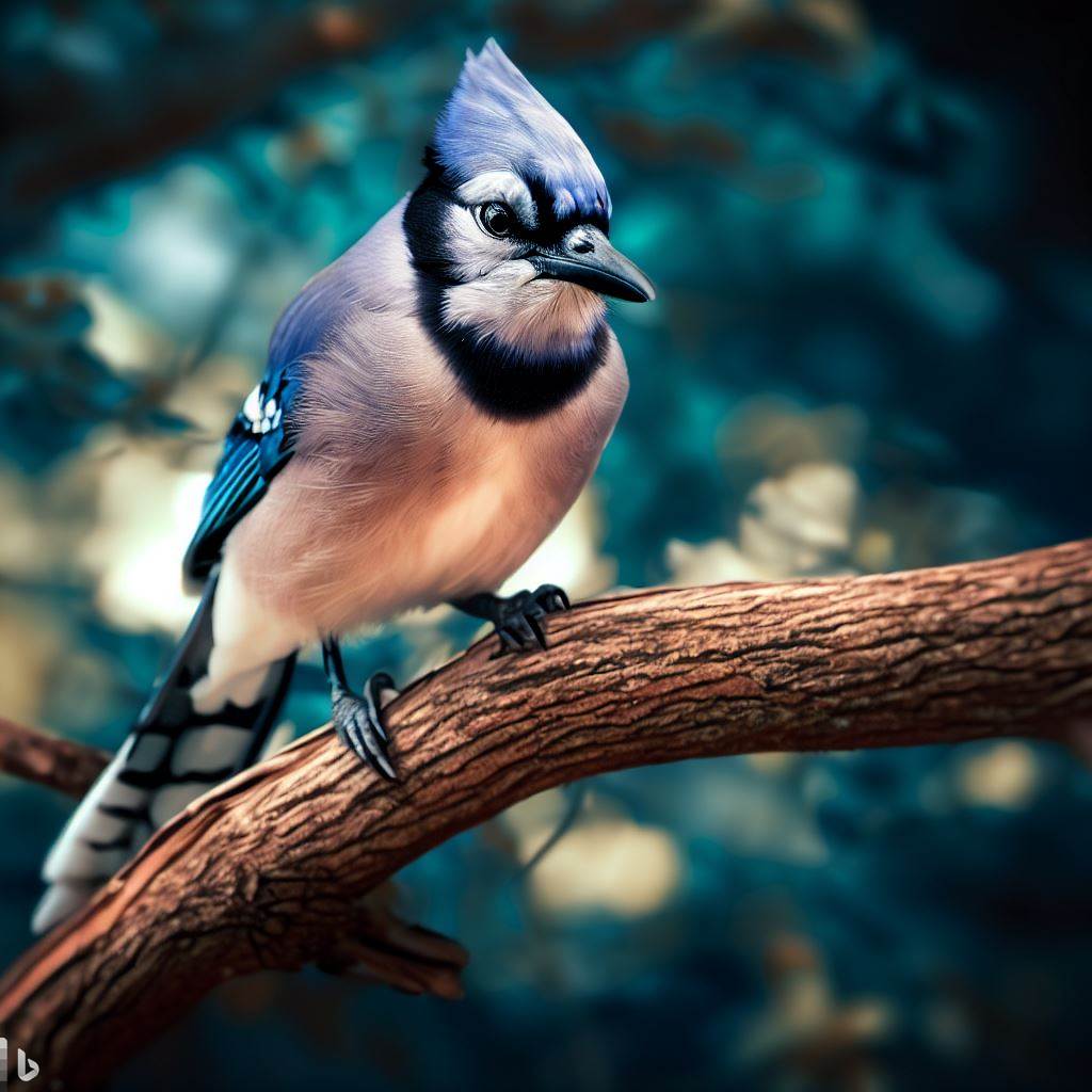 ai-generated blue jay on tree branch
