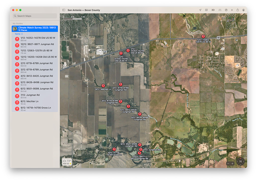 Apple Maps guide survey sites