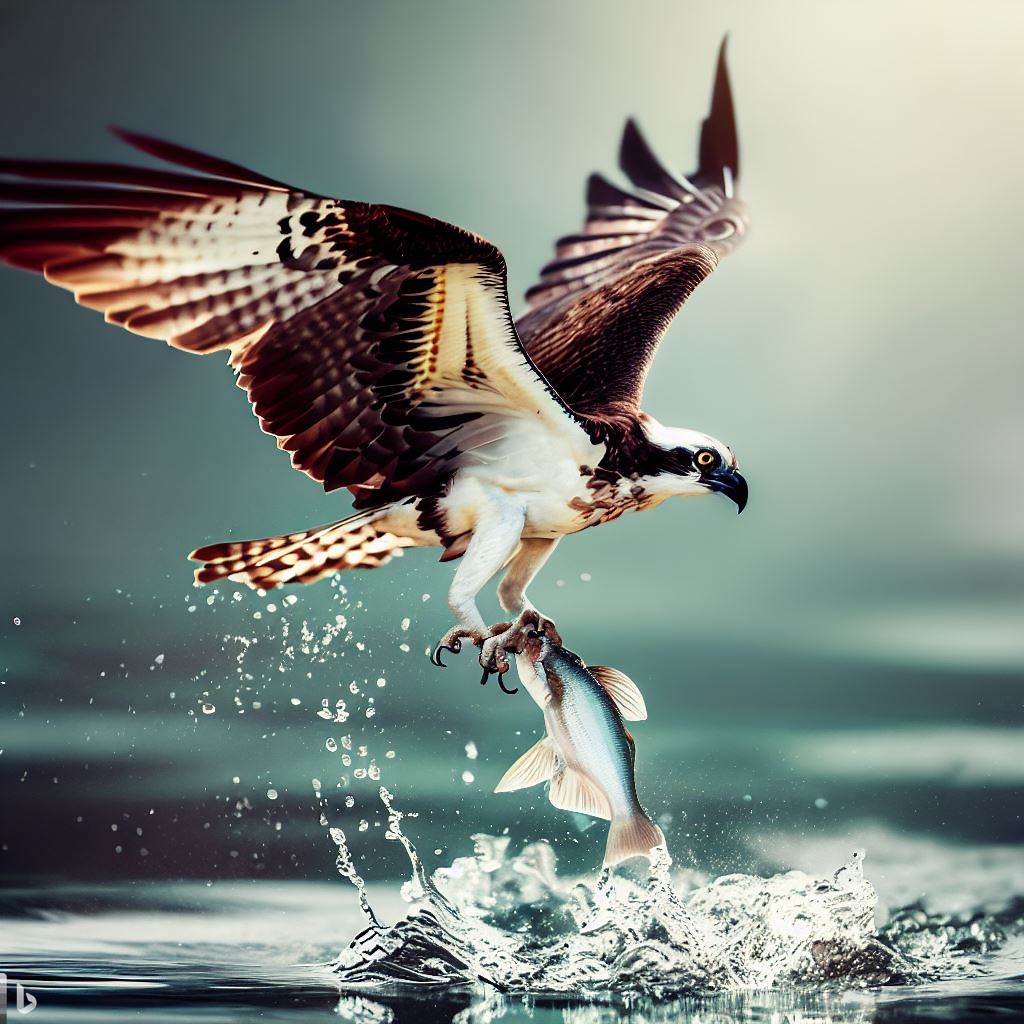 ai-generated osprey grabbing fish from water