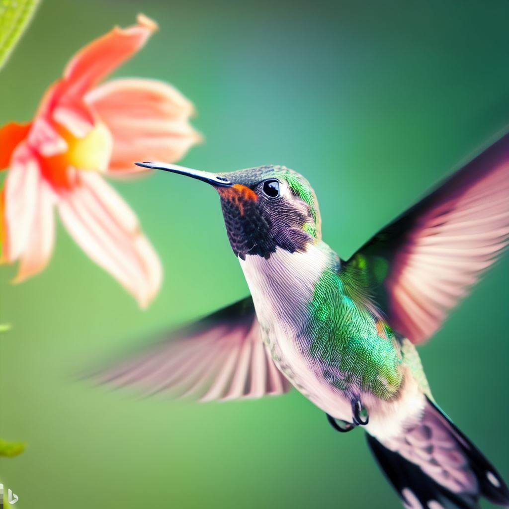 ai-generated ruby-throated hummingbird at flower