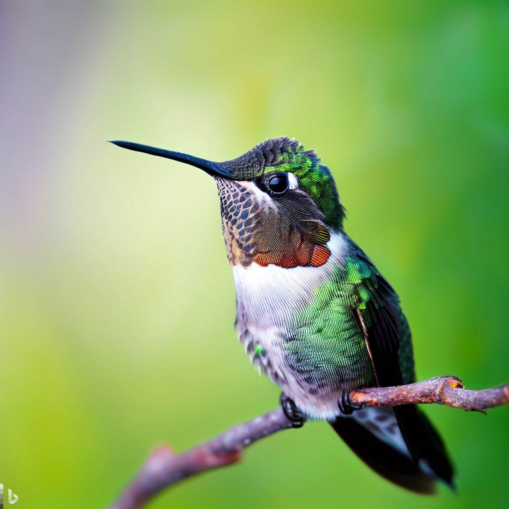 ai-generated ruby-throated hummingbird perched on twig