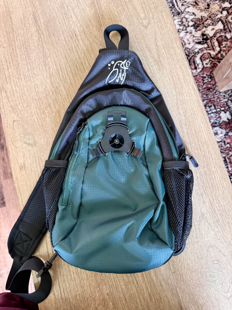 birdweather backpack with puc clip attached